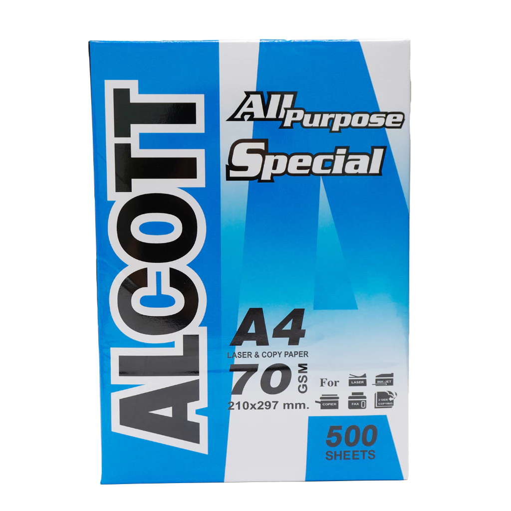 กระดาษถ่ายเอกสาร ยี่ห้อ Alcott ฟ้า ขนาด A4 70 แกรม (1รีม/500แผ่น)