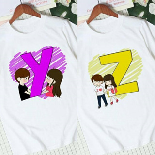 เสื้อยืดอักษรภาษาอังกฤษ Y-Z การ์ตูนหัวใจ ชญ