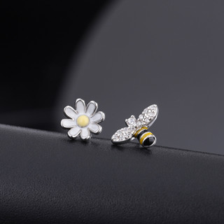 ต่างหู s925 รุ่น Tiny Bee and Flower Stud Earrings ผู้หญิง ต่างหูแฟชั่น ของขวัญ เครื่องประดับ minimal