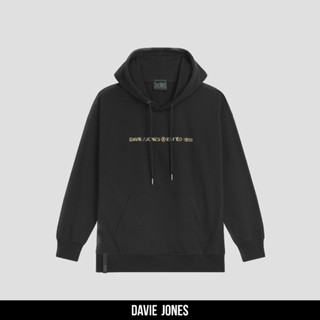 DAVIE JONES เสื้อฮู้ด โอเวอร์ไซส์ สีดำ Pullover Hoodie in black PU0015BK BR YE LG