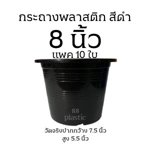(10ใบ) กระถางดำ 8 นิ้ว พลาสติก