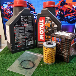 Motul 7100 KTM SERVICE SET พร้อมใส้กรองและโอริงกันซึ่ม สำหรับ KTM DUKE RC ADV 200 250 390 น้ำมันเครื่องเกรดพรีเมี่ยม Mot