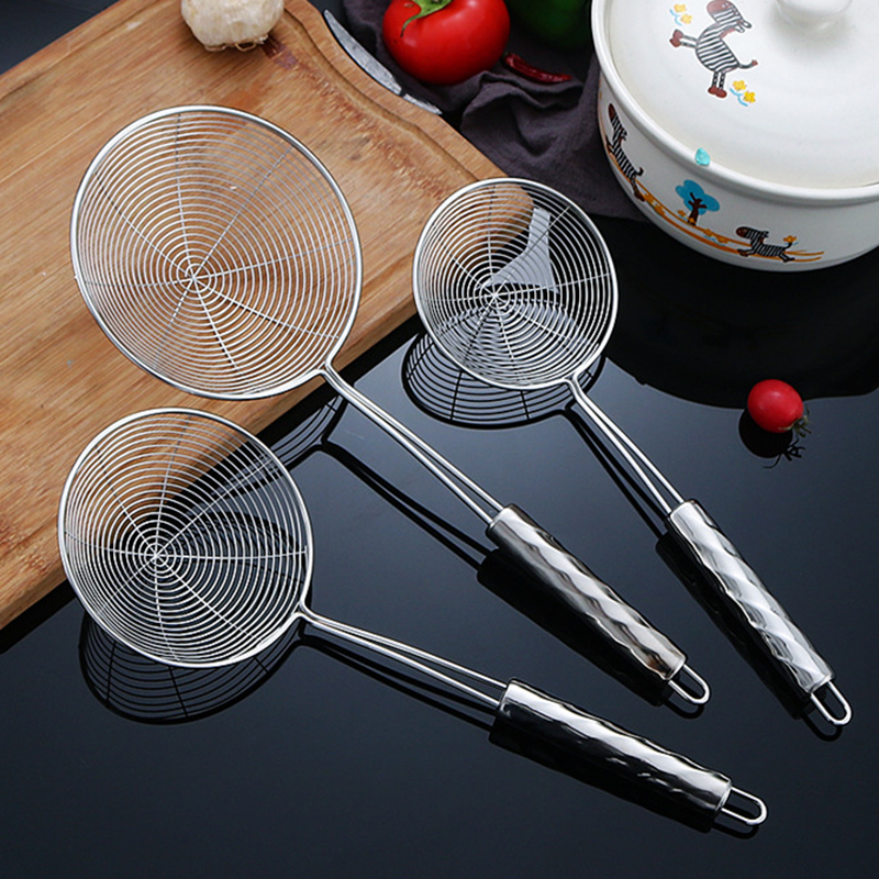 ShopAt.Two[KC-7127] กระชอนสแตนเลส​ ตะแกรงสแตนเลส ทรงถ้วย ใช้เป็นที่ลวก​หรือพักของทอด​  สะเด็ดน้ำและน้ำมันได้ดี​