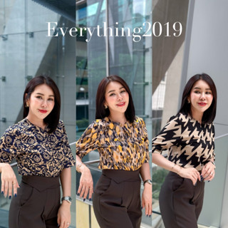 Everything2019 ⚡(1906) เสื้อแต่งกระดุมจีนที่คอ ผ้าลื่นใส่สบาย เสื้อทำงานผู้หญิง