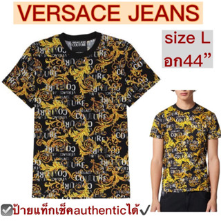 เสื้อยืดคอกลมแขนสั้น  VERSAC€ ใหม่ ของแท้พร้อมป้าย size M อก44นิ้ว สีดำ black t-shirt  tee shirt