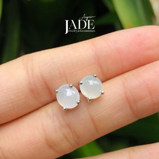 ต่างหูหยกขาวพม่าเเท้ Natural Jadeite Type A เนื้อใสกึ่งวุ้น นำพาความโชคดีมาให้ผู้ที่สวมใส่