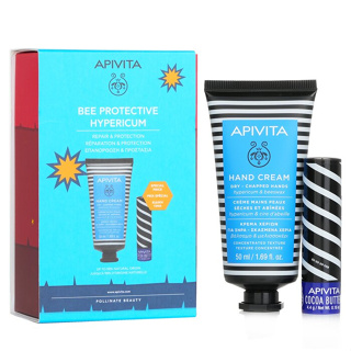 APIVITA - ชุด Bee Protected Hypericum: ครีมทามือ Hypericum &amp; Beeswax 50ml+ ลิปแคร์โกโก้บัตเตอร์ SPF20 4.4g - 2pcs