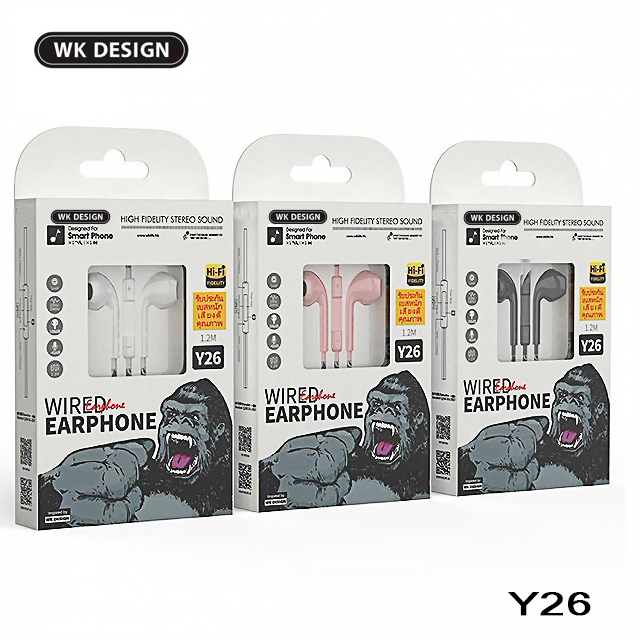 หูฟัง wk y26 kingkong ใช้ได้กับโทรศัพท์มือถืออินเทอร์เฟซ 3.5 ทั้งหมด phone / Android (รับประกัน 1 ปี）