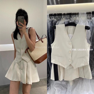 พร้อมส่ง 𝙉𝙀𝙒 𝘾𝙊𝙇𝙇𝙀𝘾𝙏𝙄𝙊𝙉🛒 Vest set(ML 590฿ฟรีส่ง) มาเพิ่มรอบ3!! เซท2 ชิ้น เสื้อกั้กเเขนกุดมาพร้อมกระโปรงมีซับในกางเกง