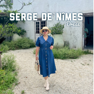 Lady M |serge de Nîmes dress ชุดเดรสยีนส์สาวอวบใส่เที่ยว ทำงาน เดรสยีนส์plus soze พรางหุ่น