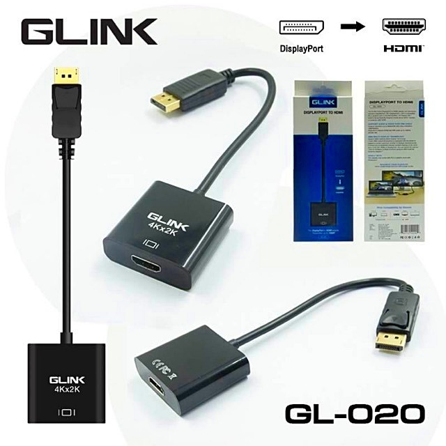 GLINK (GL020) Converter Display Port TO HDMI  Port(M) TO HDMI(F)-GL-020 แปลงช่องสัญญาณ Display Port to HDMI