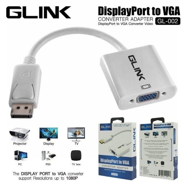 GL-002 Converter Display Port TO VGA GLINK (GL002) Port(M) TO VGA(F) สายแปลงช่องสัญญาณ Display Port 