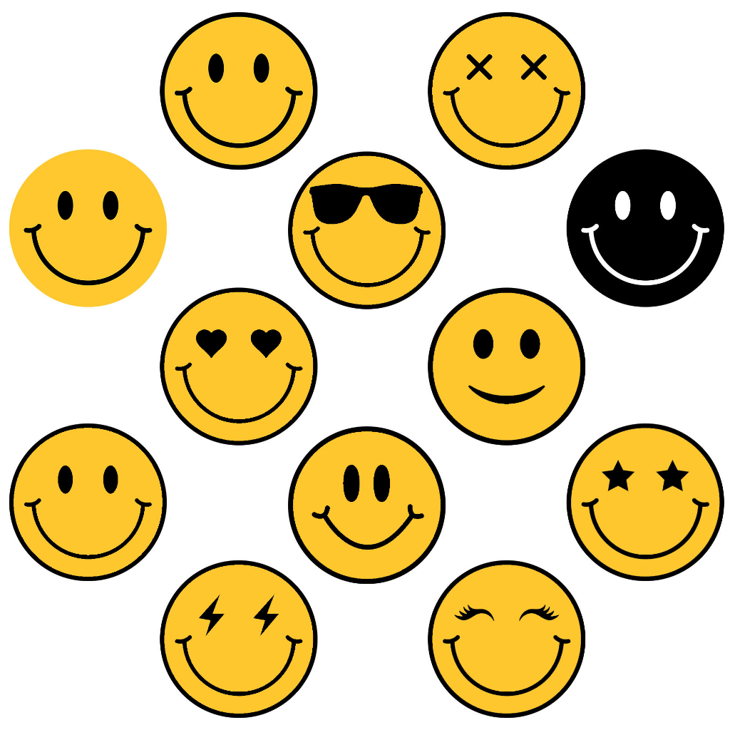 ตัวรีดติดเสื้อ F.168  set.3  Smile หน้ายิ้มหน้ากลม แผ่นฟิล์มรีดร้อน รีดง่าย