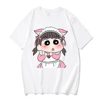 Crayon Shin-chan อะนิเมะเครยอนชินจังฤดูร้อนทุกการแข่งขันเสื้อยืดคู่ลำลองหลวมครึ่งแขนเสี่ยวซิน