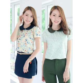 Narinari : NT2430 Peter Pan Collar Flower Blouse