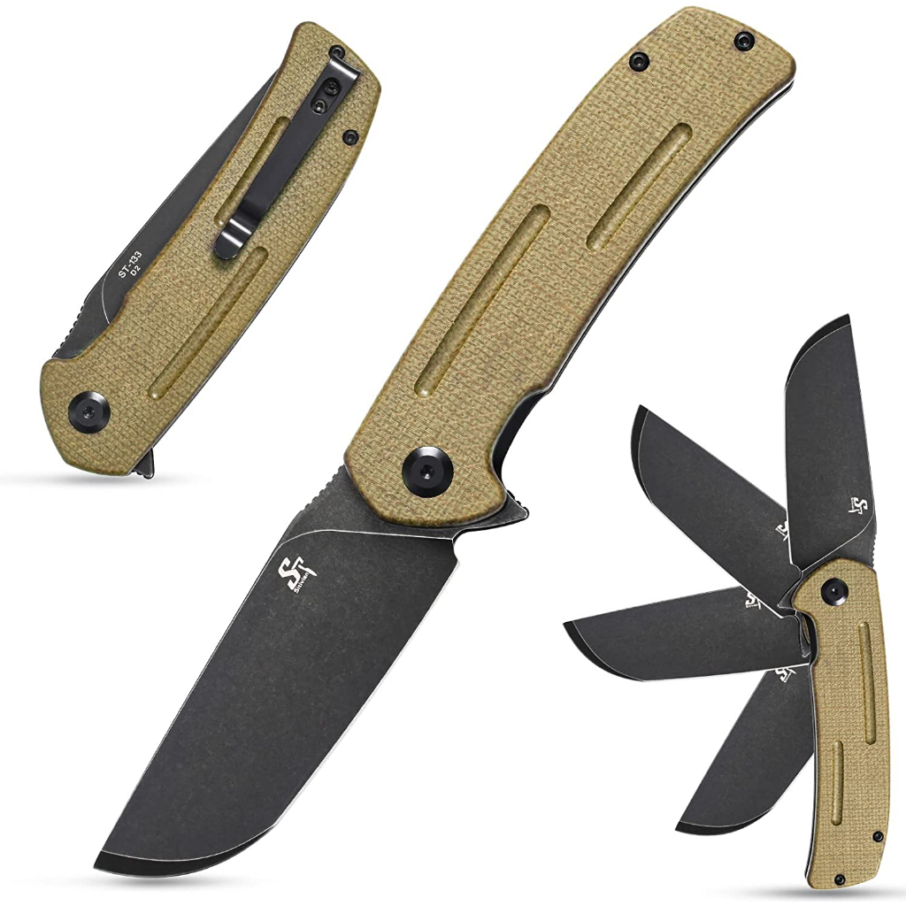 มีดพับ,D2 ใบมีดเหล็ก,micarta Handle EDC เครื่องมือมีดสำหรับทำงานกลางแจ้ง Camping Hiking Collection