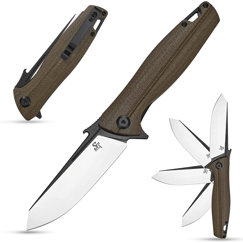 Sitivien ST151 มีดพับ,D2 ใบมีดเหล็ก,G10/ Micarta Handle EDCเครื่องมือสำหรับCampingกลางแจ้งHiking Sur