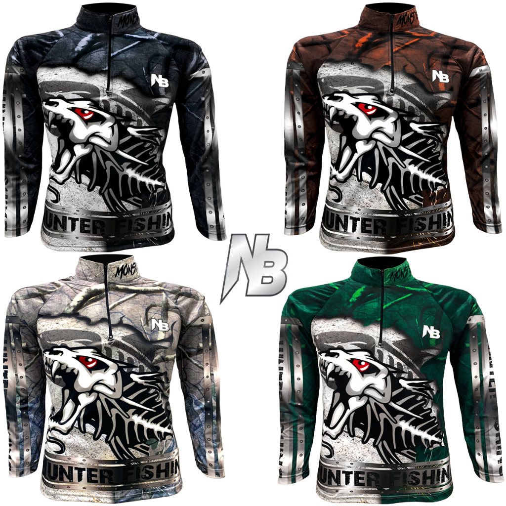 เสื้อตกปลา,ปั่นจักรยาน Set สี 5 Iron Bone Hunter Fishing มีให้เลือก 4 สี (สินค้าพร้อมจัดส่ง) ป้องกันแสง UV