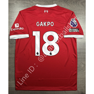 เสื้อฟุตบอล เกรด แฟนบอล ลิเวอร์พูล Home เหย้า 2023/24 อาร์ม EPL 18 GAKPO