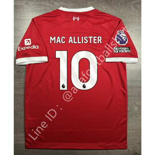 เสื้อฟุตบอล เกรด แฟนบอล ลิเวอร์พูล Home เหย้า 2023/24 อาร์ม EPL 10 MAC ALLISTER