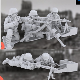 WWII German MG teams -3d print miniature boardgame model war game