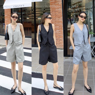 เปิดพรี📌 Double vest set👏🏻(530฿ฟรีส่ง) งานปังคุณภาพเลิศ ชุดเซ็ทสวยสไตล์คุณหนูไฮโซ เสื้อกั๊กมีซับใน glam
