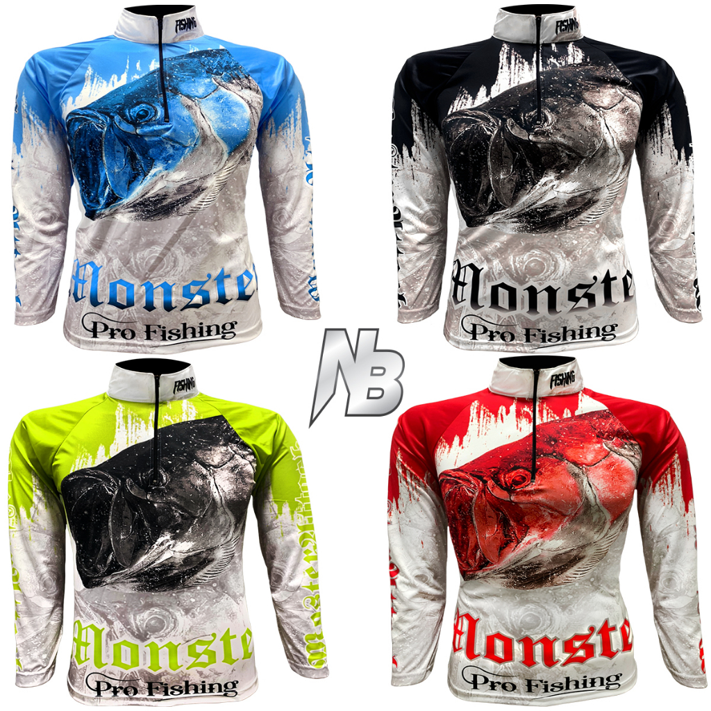 เสื้อตกปลา,ปั่นจักรยาน Set สี 10 Monster Pro Fishing มีให้เลือก 4 สี (สินค้าพร้อมจัดส่ง) ป้องกันแสง UV