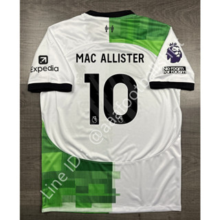 เสื้อฟุตบอล เกรด แฟนบอล ลิเวอร์พูล Away เยือน 2023/24 อาร์ม EPL 10 MAC ALLISTER