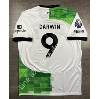 เสื้อฟุตบอล เกรด แฟนบอล ลิเวอร์พูล Away เยือน 2023/24 อาร์ม EPL 9 DARWIN