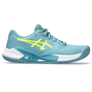 ASICS :  GEL-CHALLENGER 14 WOMEN CPS รองเท้า ผู้หญิง รองเท้าผ้าใบ รองเท้าเทนนิส ของแท้  GRIS BLUE/SAFETY YELLOW