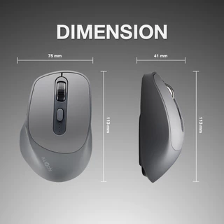 เมาส์ไร้สาย Ergonomic Mouse IWACHI i6 สีเทา ใช้งานได้หลายอุปกรณ์ เสียงคลิกเงียบ ไร้เสียงรบกวน
