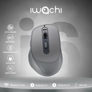 เมาส์ไร้สาย  Ergonomic Mouse IWACHI i6 สีเทา ใช้งานได้หลายอุปกรณ์ เสียงคลิกเงียบ ไร้เสียงรบกวน