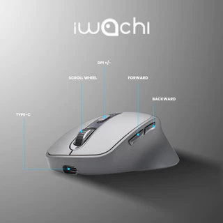 เมาส์ไร้สาย Ergonomic Mouse IWACHI i6 สีเทา ใช้งานได้หลายอุปกรณ์ เสียงคลิกเงียบ ไร้เสียงรบกวน