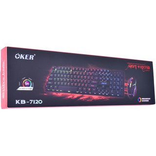 🎀ชุดคีย์บอร์ดมีไฟ+เมาส์มีไฟ (✿◕‿◕✿)OKER KB-7120 🎄