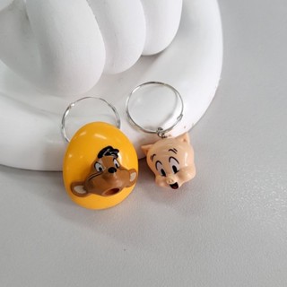 Looney tunes silver earrings ต่างหูห่วงเงินแท้ ลูนี่ตูนส์ Porky pig Speedy Gonzales