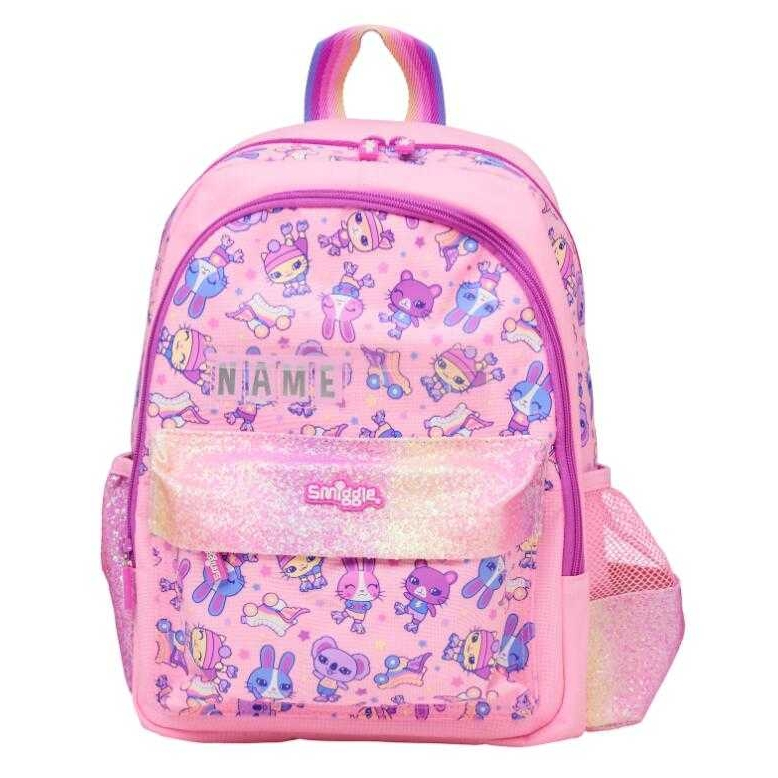 🎒Smiggle Backpacks Nursery bag กระเป๋าเป้ 🎒สมิกเกอร์ ขนาด 14-15 นิ้ว ลาย NAMEกระต่าย ชมพู พร้อมส่งในไทย 🛻