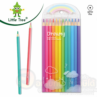 สีไม้ Little Tree ดินสอสีไม้ 12 สี สีพาสเทล แท่งยาว QN511209-E บรรจุ 12สี/กล่อง จำนวน 1กล่อง พร้อมส่ง อุบล