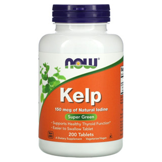 Kelp Organic Super food สาหร่ายเคลป์ ขนาด 150 มคก. บรรจุ 200 เม็ด, NOW Foods