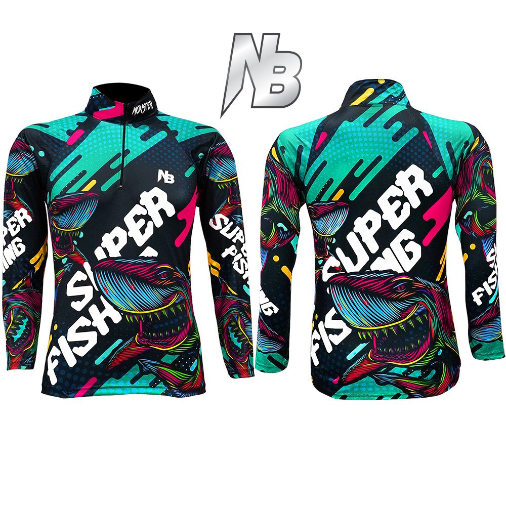 เสื้อตกปลา,ปั่นจักรยาน Set สี 32 Super Shark Fishing มีให้เลือก 3 สี (สินค้าพร้อมจัดส่ง) ป้องกันแสง UV