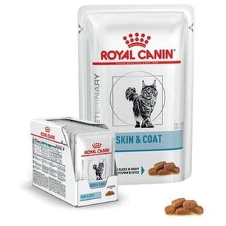 Royal Canin Skin & Coat pouch 85 g อาหารเปียกสำหรับแมวผิวหนังแพ้ง่าย บำรุงเส้นขนและเสริมสร้างผิวหนัง 85 กรัม 12 ซอง