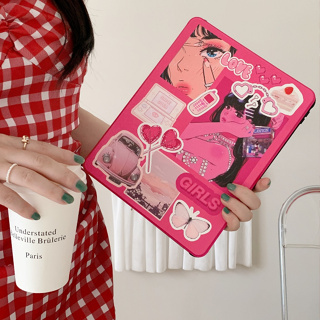 เคสiPadหมุน 360° Air5 Gen9 Lipstick Girl ช่องใส่ปากกาขวา Acrylic เคส ipad Pro 11 2021 gen10 gen7 Gen8 air4 air3 10.5 y2k