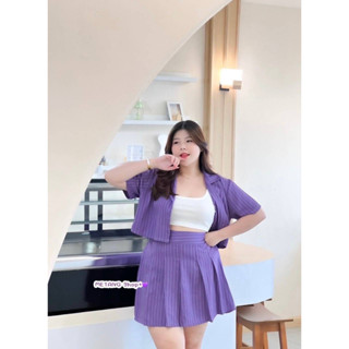 🔥Plussize🔥ชุดเซทเสื้อ+กระโปรงคนอ้วน🔥 M อก 40-46 เอว 32-40      L อก 46-52  เอว 38-46