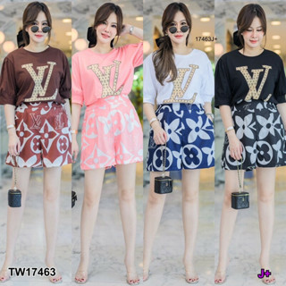 TW17463 Set #สาวอวบ เซท 2 ชิ้น เสื้อ+กางเกงขาสั้น