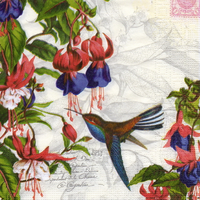 Pladao Napkin ภาพวินเทจ นกน้อย กับโคมญี่ปุ่น Bird สัตว์ กระดาษ แนพกิ้น สำหรับงานศิลปะ เดคูพาจ decoupage ขนาด L 33x33