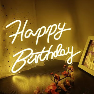 ป้ายไฟตกแต่งวันเกิด ป้ายไฟวันเกิด ป้ายสุขสันต์วันเกิด ป้ายHappy Birthday Warm White Integrative Neon Sign for Any Age