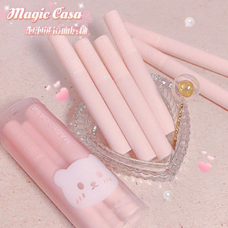 6pcs/set ชุดลิปหมี 6 ชิ้น Magiccasa ชุดลิปสติก เคลือบริมฝีปาก 6 ชิ้น