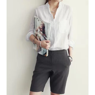 พร้อมส่งจากไทยเสื้อเชิ้ตแขนยาว ผ้าฝ้าย และผ้าลินิน แบบบาง ป้องกันแดด สําหรับผู้หญิง