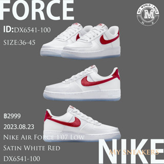 Nike Air Force 107 Low  Satin White Red  DX6541-100 ของแท้ 100% รองเท้าผ้าใบ Casual shoes, sports shoes, running shoes