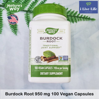 Natures Way - Burdock Root 950 mg 100 Vegan Capsules Joint อาหารเสริม รากเบอร์ด็อก เบอร์ดอค รากหญ้าโกโบ บำรุงข้อต่อ