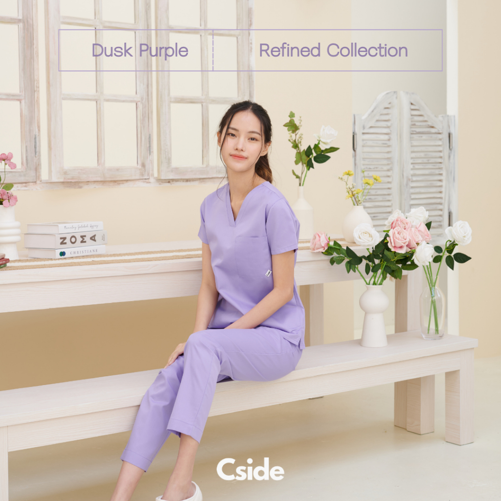 Cside Scrub - Refined Collection - Dusk Purple - ชุดสครับคอวี Unisex - เซตเสื้อกางเกง